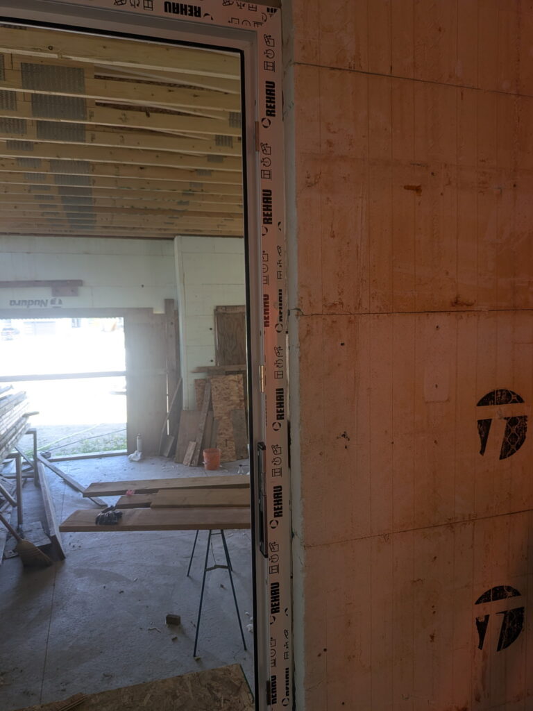 Finished embedded wood buck installation inside an ICF wall during an Edmonton construction project.